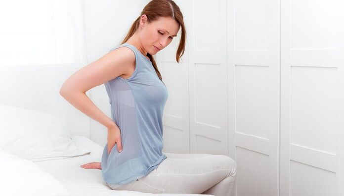 The woman worries about back pain